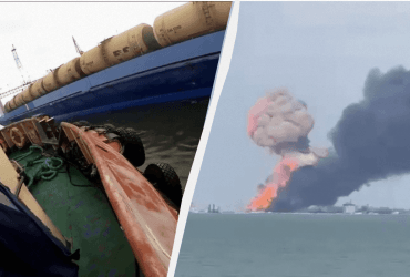 В порту Кавказ атакували пором з 30 цистернами палива: він затонув (відео)