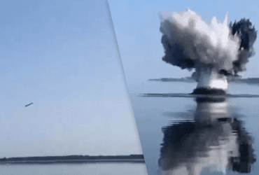 Одна з російських ракет влучила прямо у Київське водосховище (відео)