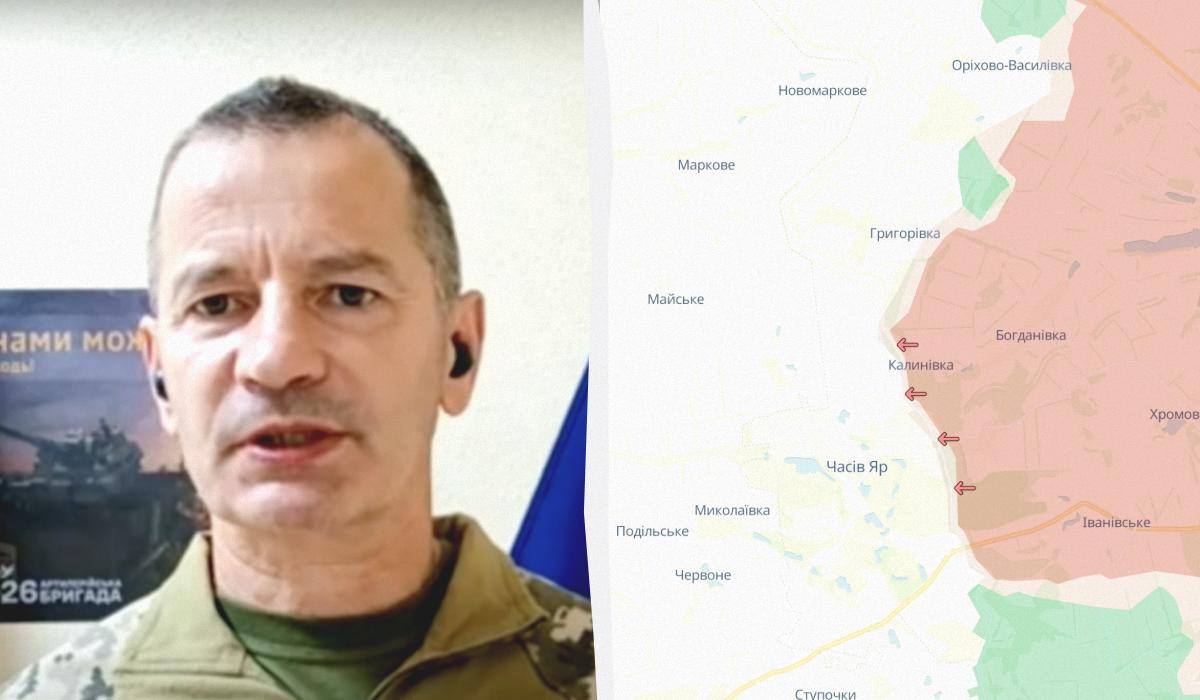 Олег Калашніков розповів про бої за Часів Яр на Донеччині / колаж УНІАН, фото DeepState, кадр з відео Олег Калашніков розповів про бої за Часів Яр на Донеччині / колаж УНІАН, фото DeepState, кадр з відео