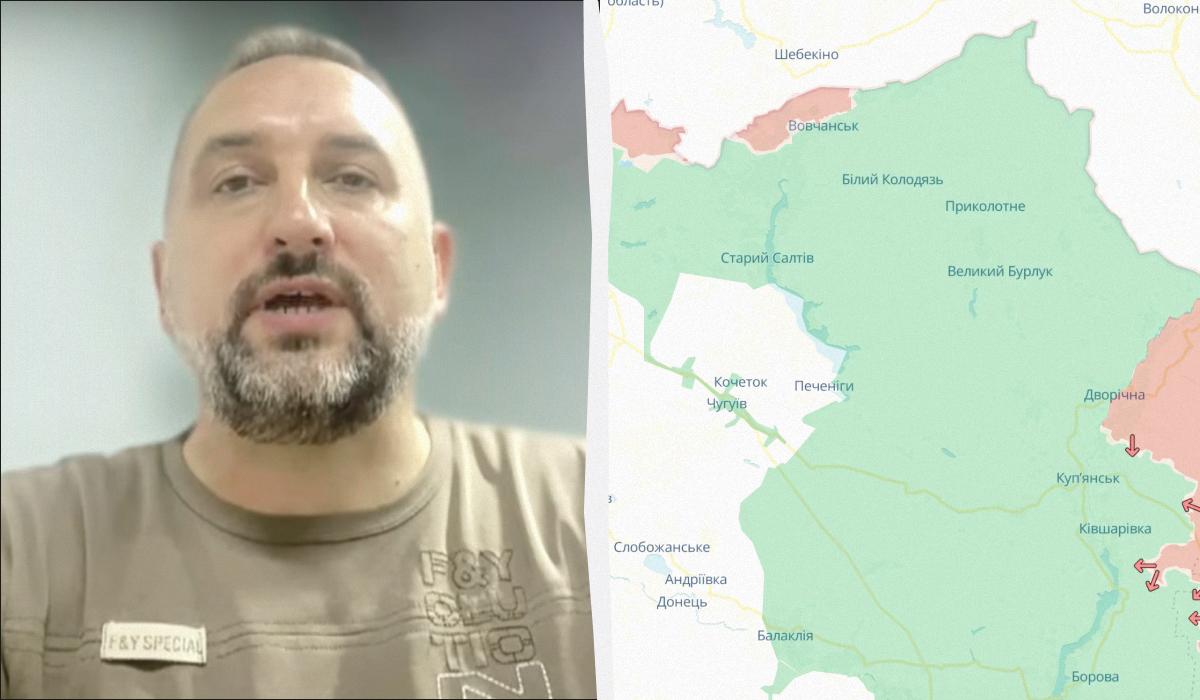 Віталій Саранцев розповів про ситуацію на Харківщині / колаж УНІАН, фото DeepState, кадр з відео Віталій Саранцев розповів про ситуацію на Харківщині / колаж УНІАН, фото DeepState, кадр з відео
