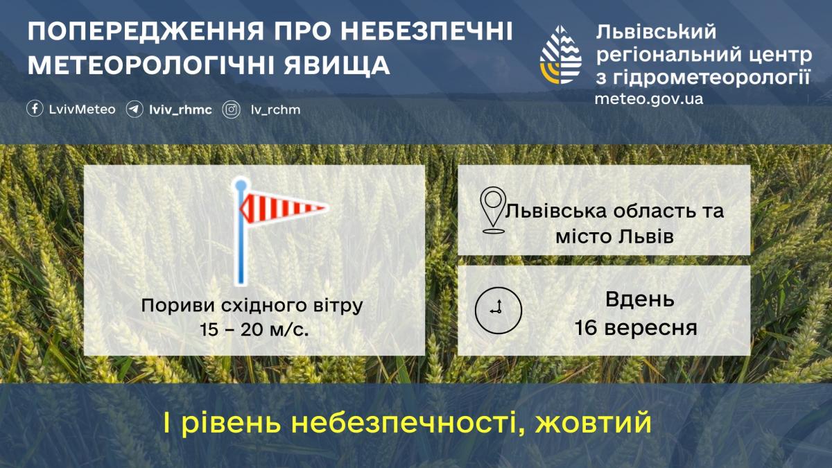У Львові сьогодні очікуються сильні пориви вітру /фото Львівський гідрометцентр