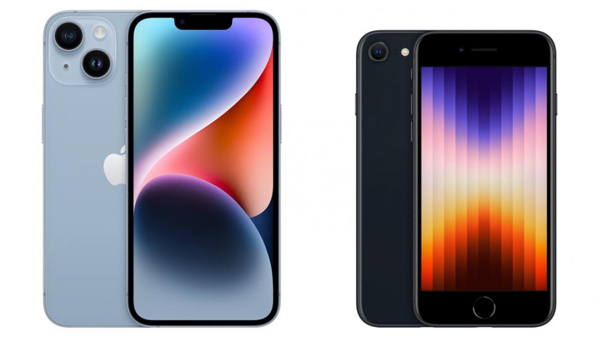У iPhone 14 экран гораздо больше, чем у SE, и более современный дизайн У iPhone 14 экран гораздо больше, чем у SE, и более современный дизайн