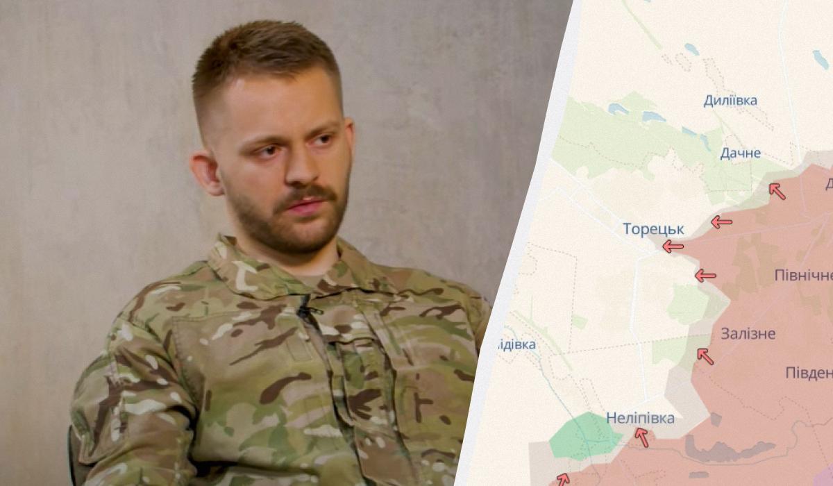 Військовий розповів про бої за Торецьк / Колаж УНІАН / Скриншот, DeepState Військовий розповів про бої за Торецьк / Колаж УНІАН / Скриншот, DeepState