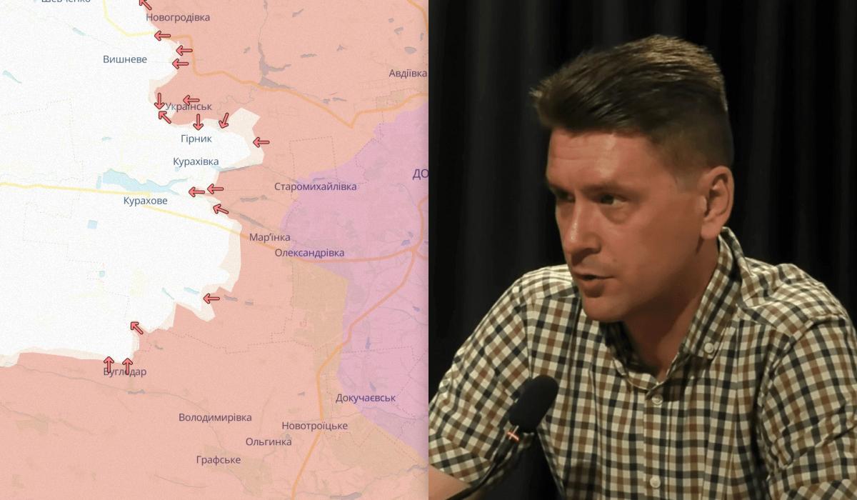 Коваленко пояснив, чим може загрожувати втрата Вугледара / колаж УНІАН, фото DeepState, скріншот Коваленко пояснив, чим може загрожувати втрата Вугледара / колаж УНІАН, фото DeepState, скріншот