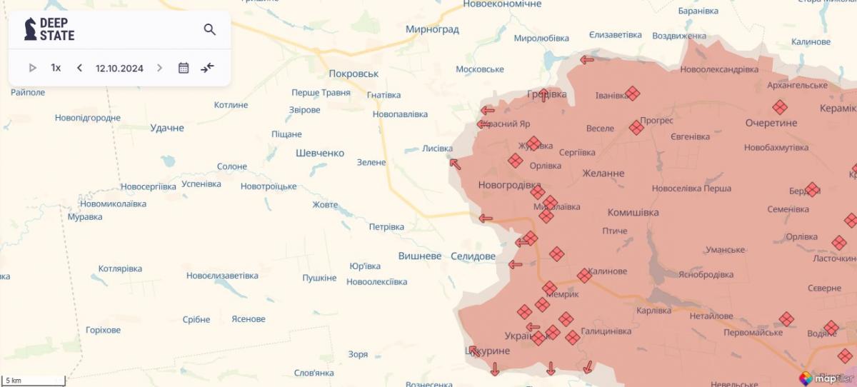 ЗСУ відновили положення біля Новогродівки/ Карта DeepState ЗСУ відновили положення біля Новогродівки/ Карта DeepState