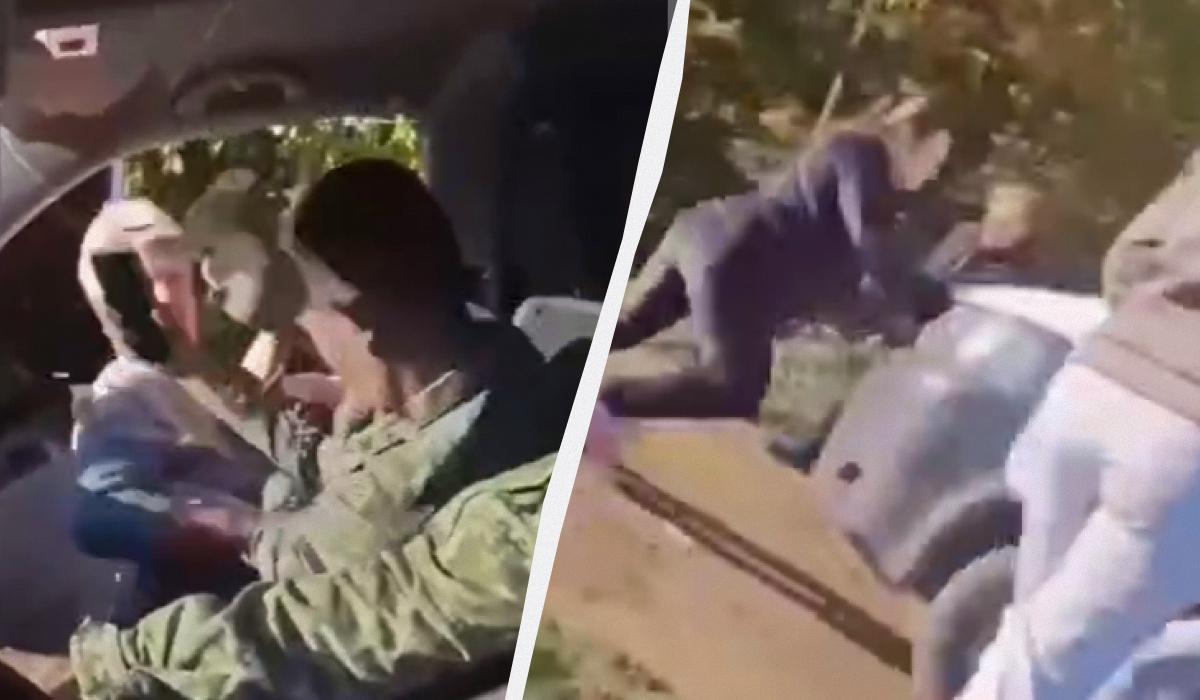 На видео можно услышать призывы брать камни / Коллаж УНИАН / Скриншоты На видео можно услышать призывы брать камни / Коллаж УНИАН / Скриншоты