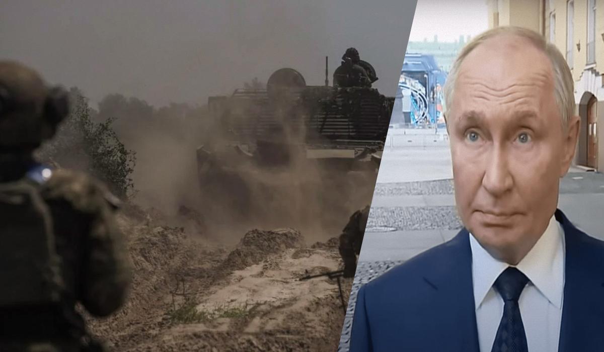 Путін намагаєтся виснажити Україну / колаж УНІАН, фото пресслужба АЗОВ, скріншот Путін намагаєтся виснажити Україну / колаж УНІАН, фото пресслужба АЗОВ, скріншот