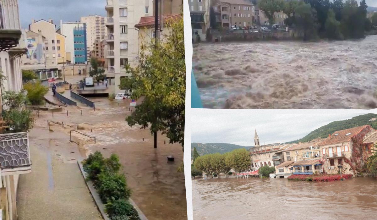 Во Франции началось сильное наводнение / коллаж УНИАН, фото @Weathermonitors, скриншоты из видео Во Франции началось сильное наводнение / коллаж УНИАН, фото @Weathermonitors, скриншоты из видео
