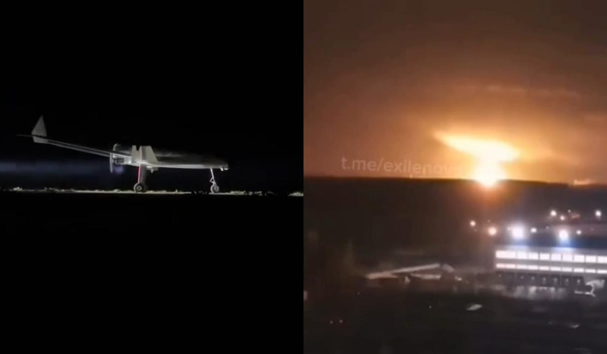 В России дроны атаковали завод по производству боеприпасов и взрывчатки / коллаж УНИАН, скриншоты В России дроны атаковали завод по производству боеприпасов и взрывчатки / коллаж УНИАН, скриншоты