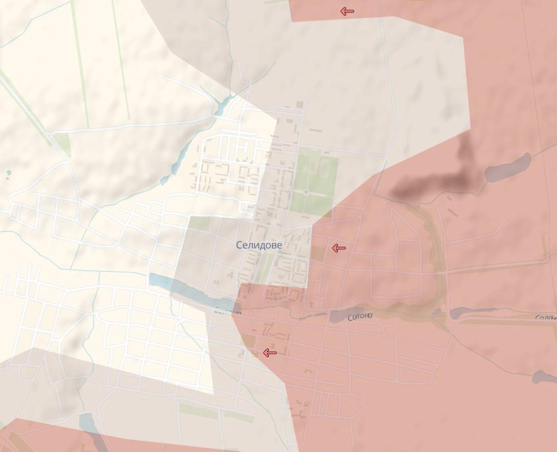 Більша частина Селидового вже в "сірій" зоні / мапа deepstatemap.live Більша частина Селидового вже в "сірій" зоні / мапа deepstatemap.live