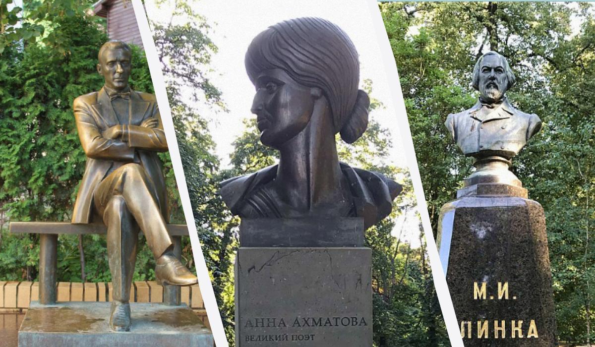 В Києві планують демонтувати пам'ятники Булгакову, Ахматовій та Глінці / Колаж УНІАН, фото Вікіпедія В Києві планують демонтувати пам'ятники Булгакову, Ахматовій та Глінці / Колаж УНІАН, фото Вікіпедія