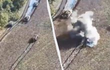 Два украинских танка подбили российский БТР с 15 метров (видео)