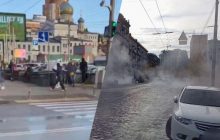 Кип'яток на дорогах та затоплені вулиці: у центрі Києва прорвало водопровід (відео)