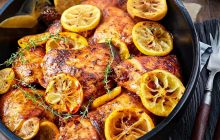 Куряче філе стегна в лимонно-медовому маринаді із запеченими овочами