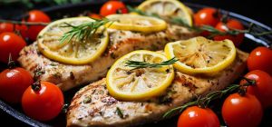 Куряче філе стегна в лимонно-медовому маринаді із запеченими овочами