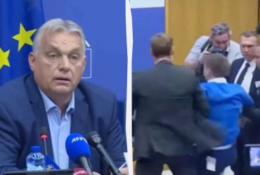 Він продався Путіну: угорський політик гучно зірвав виступ Орбана (відео)