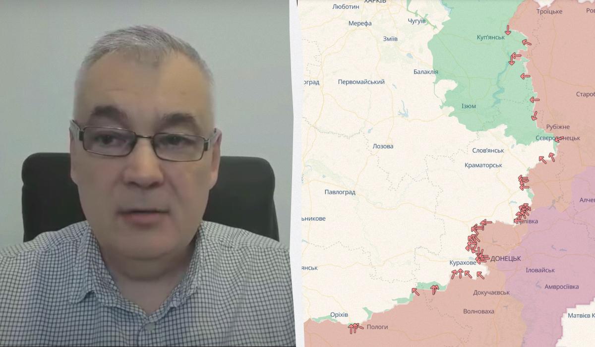 Дмитро Снєгирьов пояснив, які чинники сприяють тактичним успіхам РФ на фронті / колаж УНІАН, фото DeepState, скріншот Дмитро Снєгирьов пояснив, які чинники сприяють тактичним успіхам РФ на фронті / колаж УНІАН, фото DeepState, скріншот