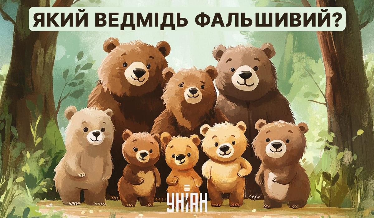 Треба розшукати на візуальній загадці "підсадного" ведмедя / колаж УНІАН Треба розшукати на візуальній загадці "підсадного" ведмедя / колаж УНІАН