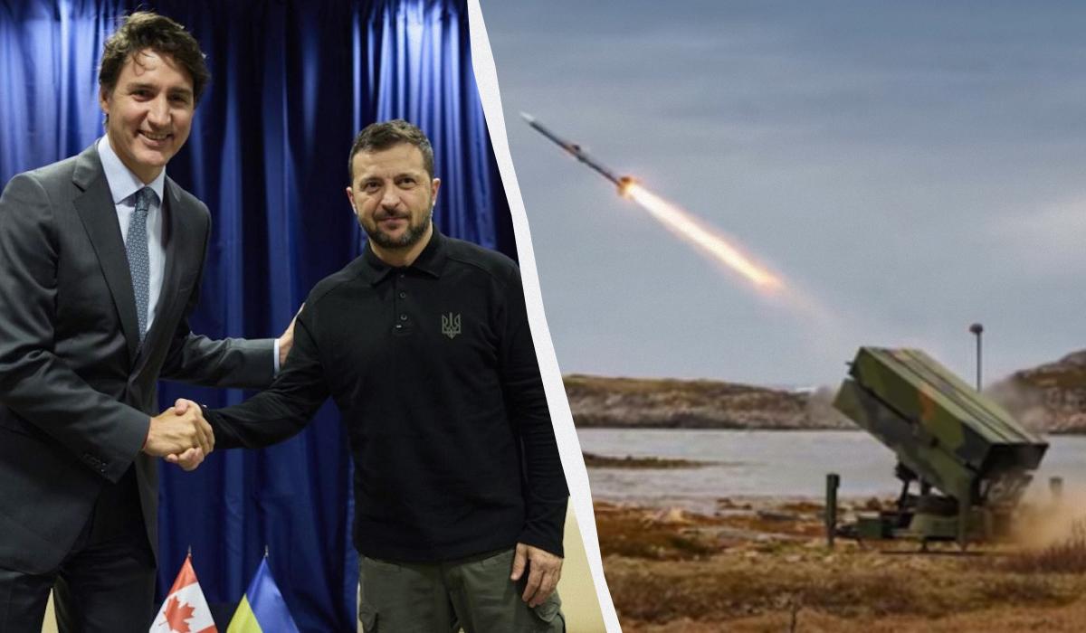 Прем'єр Канади Джастін Трюдо пообіцяв Зеленському ЗРК NASAMS / колаж УНІАН, фото president.gov.ua, кадр з відео Прем'єр Канади Джастін Трюдо пообіцяв Зеленському ЗРК NASAMS / колаж УНІАН, фото president.gov.ua, кадр з відео