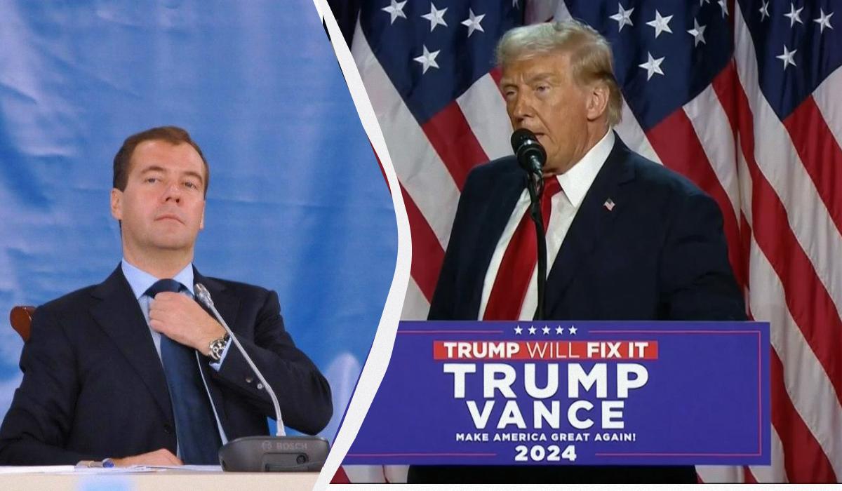 Медведев прокомментировал победу Трампа / коллаж УНИАН, фото УНИАН, Getty Images Медведев прокомментировал победу Трампа / коллаж УНИАН, фото УНИАН, Getty Images