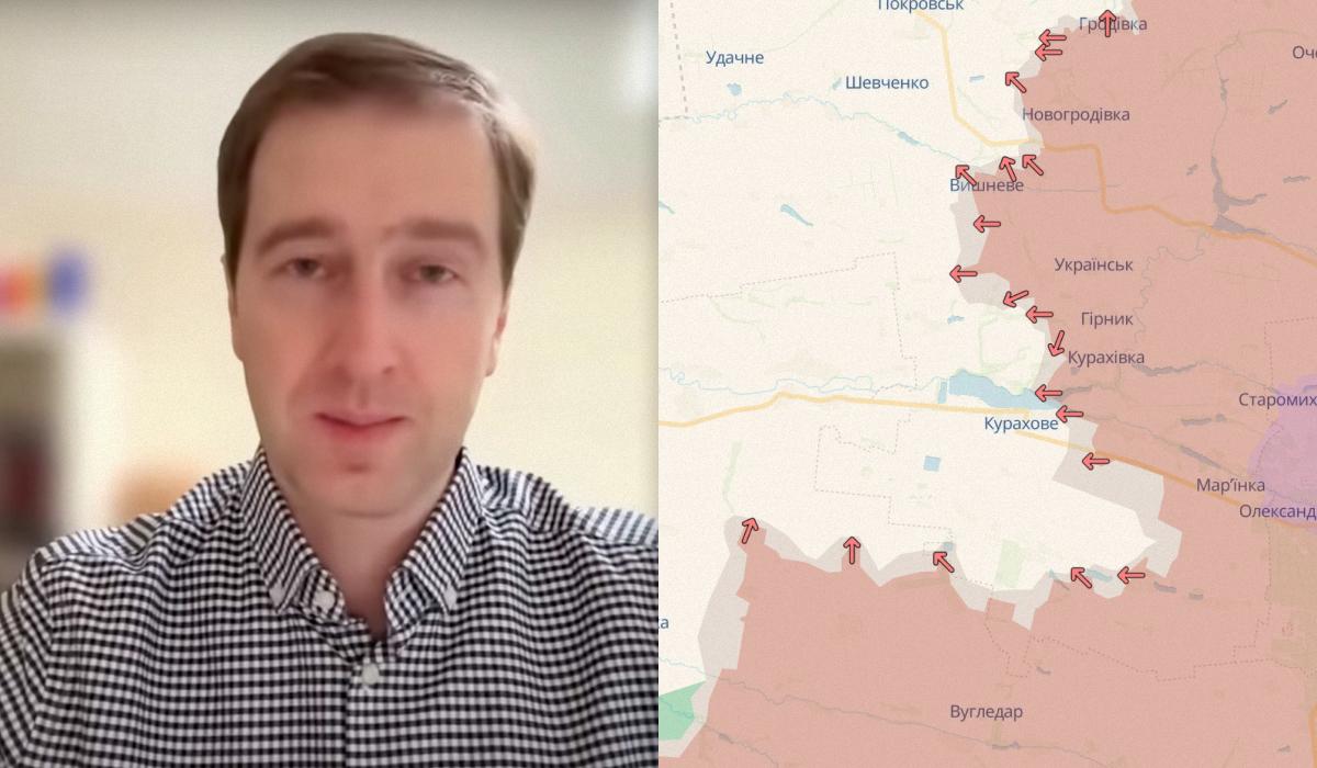 Ступак прогнозирует захват Курахово россиянами / коллаж УНИАН, фото DeepState, кадр из видео Ступак прогнозирует захват Курахово россиянами / коллаж УНИАН, фото DeepState, кадр из видео