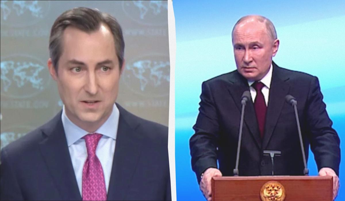У Держдепі оцінили готовність диктатора Путіна до переговорів / колаж УНІАН, скріншоти У Держдепі оцінили готовність диктатора Путіна до переговорів / колаж УНІАН, скріншоти
