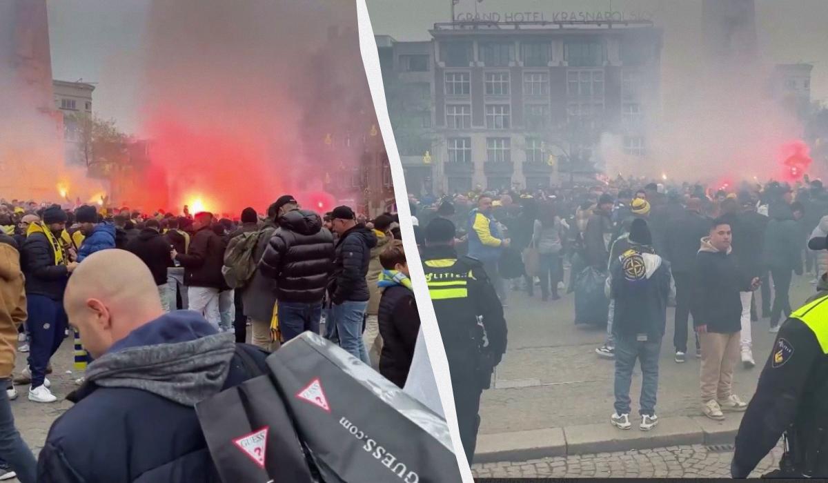 In Amsterdam, Israeli football fans are attacked en masse on the streets/ UNIAN collage, screenshot