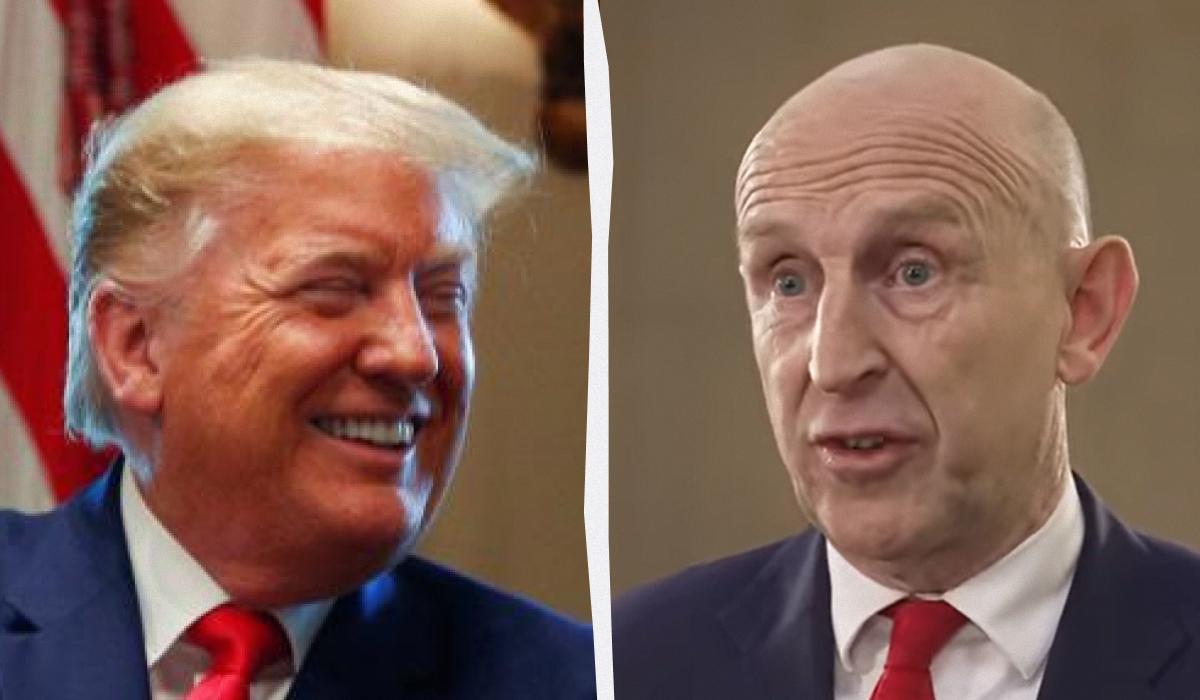 Британской министр оборон Джон Хили не видит угрозы от Трампа / коллаж УНИАН, фото REUTERS, кадр из видео Британской министр оборон Джон Хили не видит угрозы от Трампа / коллаж УНИАН, фото REUTERS, кадр из видео