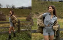 Маремуха в міні та гумових чоботях: несподіваний образ моделі на природі (фото)