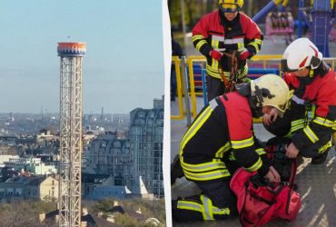 Почти 20 метров над землей: в центре Одессы дети застряли на аттракционе (фото, видео)