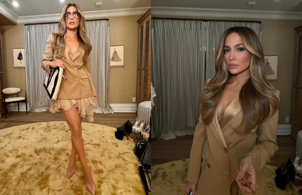 Дженнифер Лопес в жакете и мини: актриса соединила элегантность и смелость