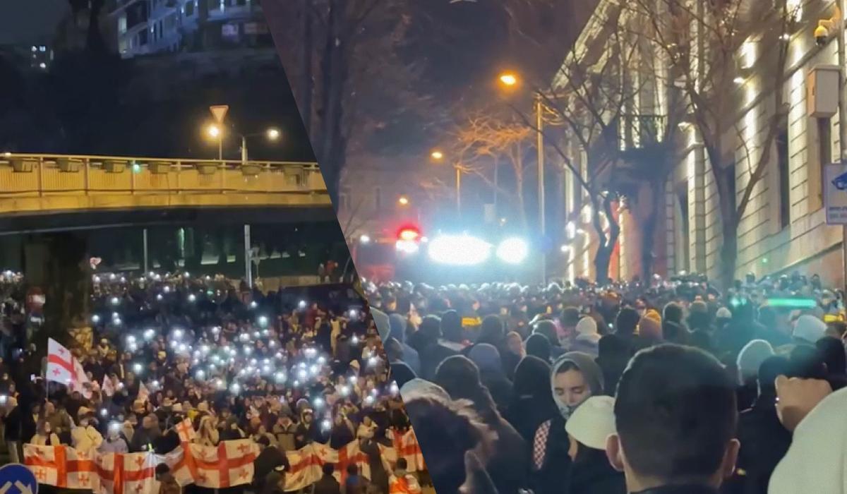 Протесты в Тбилиси продолжаются в нескольких районах города / коллаж УНИАН, скриншоты Протесты в Тбилиси продолжаются в нескольких районах города / коллаж УНИАН, скриншоты