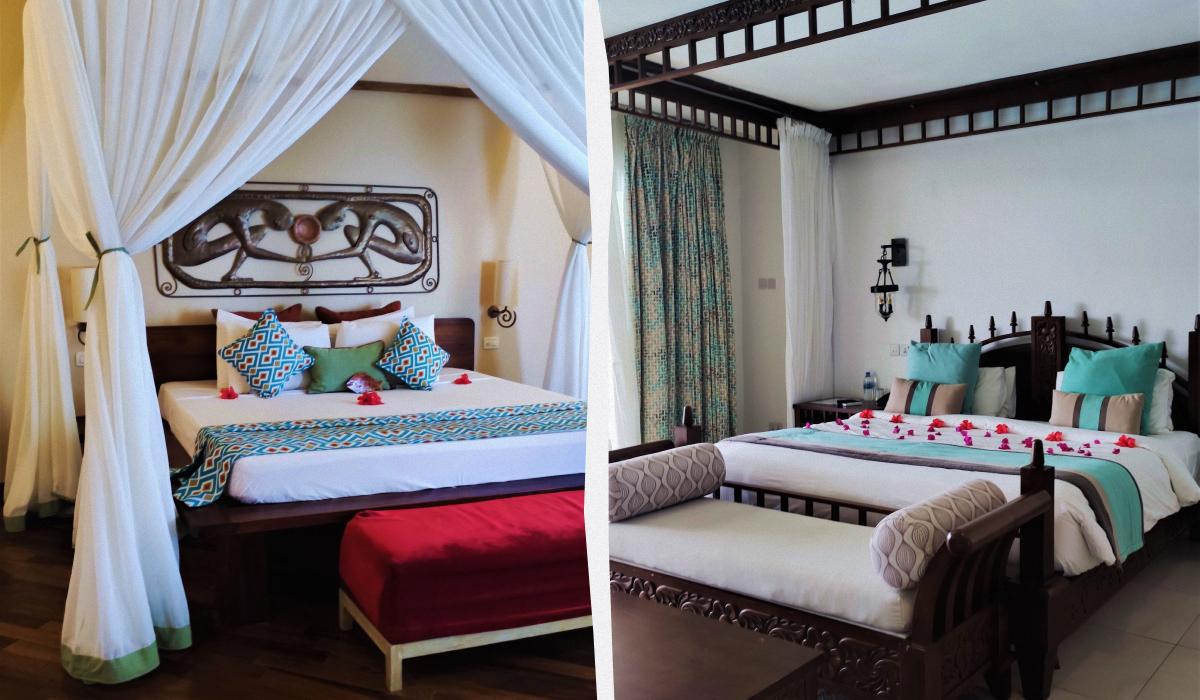 Типовий номер в готелях Занзібару – Essque Zalu Zanzibar та The Royal Zanzibar Beach Resort / колаж УНІАН, фото Марина Григоренко Типовий номер в готелях Занзібару – Essque Zalu Zanzibar та The Royal Zanzibar Beach Resort / колаж УНІАН, фото Марина Григоренко