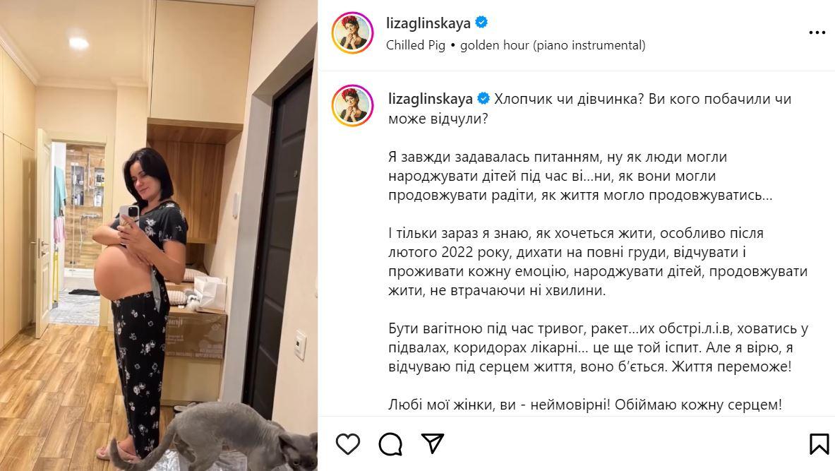 Скріншот посту Лізи Глінської Скріншот посту Лізи Глінської