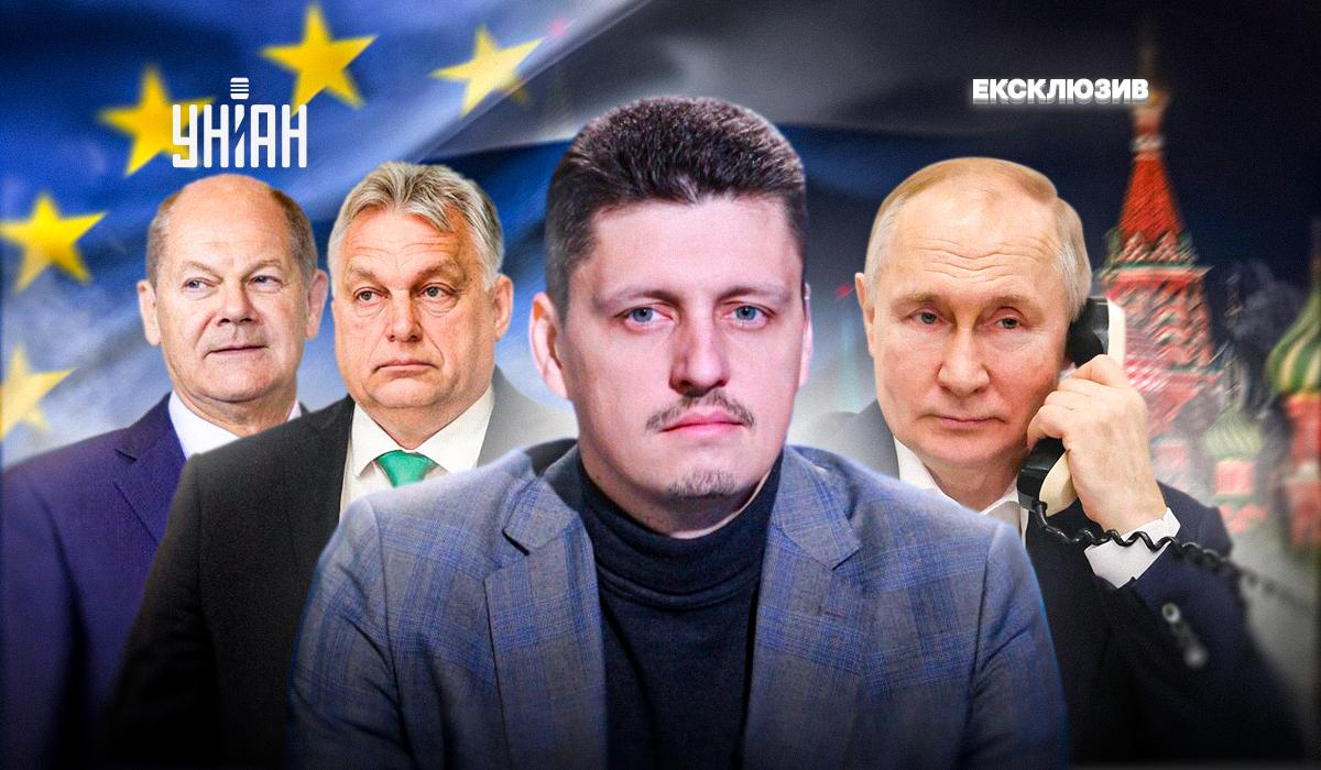 Рейтерович розповів, як Шольц та Орбан підіграють Росії / колаж УНІАН Рейтерович розповів, як Шольц та Орбан підіграють Росії / колаж УНІАН