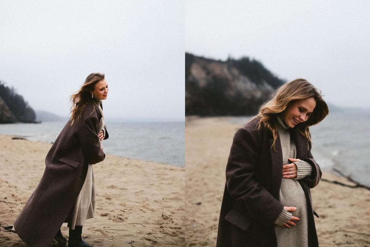 For the filming, the actress chose a stylish look with a long brown coat / UNIAN collage, Instagram screenshot