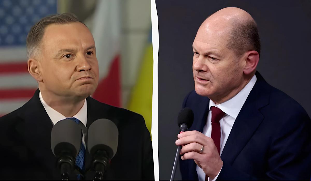 Шольц гаркнув на Дуду так, що решта присутніх були вражені / колаж УНІАН, фото REUTERS, кадр з відео Шольц гаркнув на Дуду так, що решта присутніх були вражені / колаж УНІАН, фото REUTERS, кадр з відео