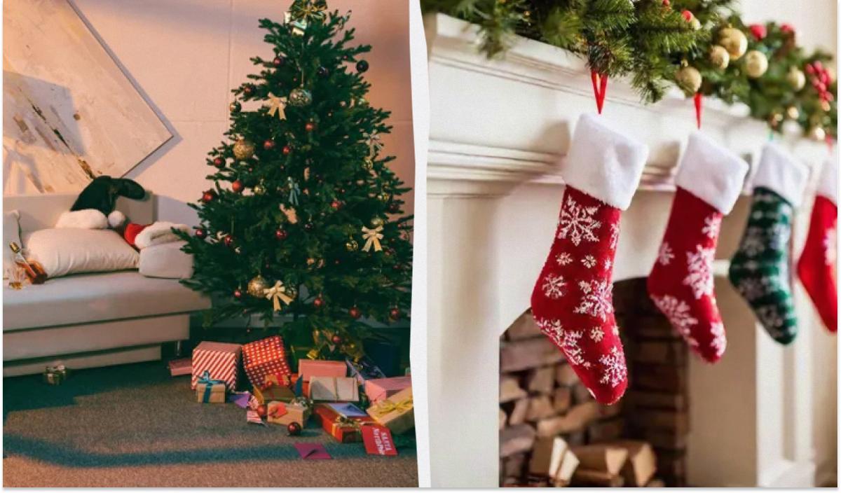 Почему кладут подарки под елку и в носки - история / коллаж УНИАН, фото ua.depositphotos.com