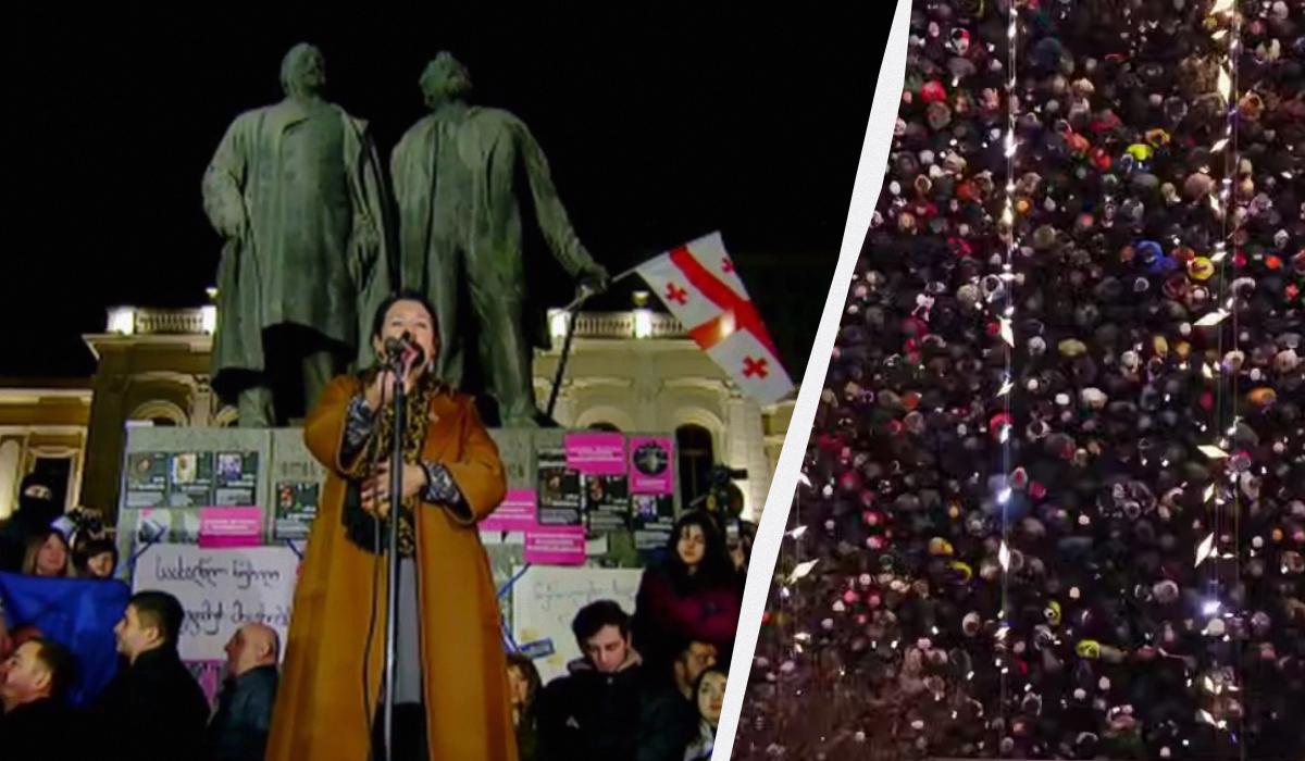 Protests continue in Tbilisi / UNIAN collage / Screenshots