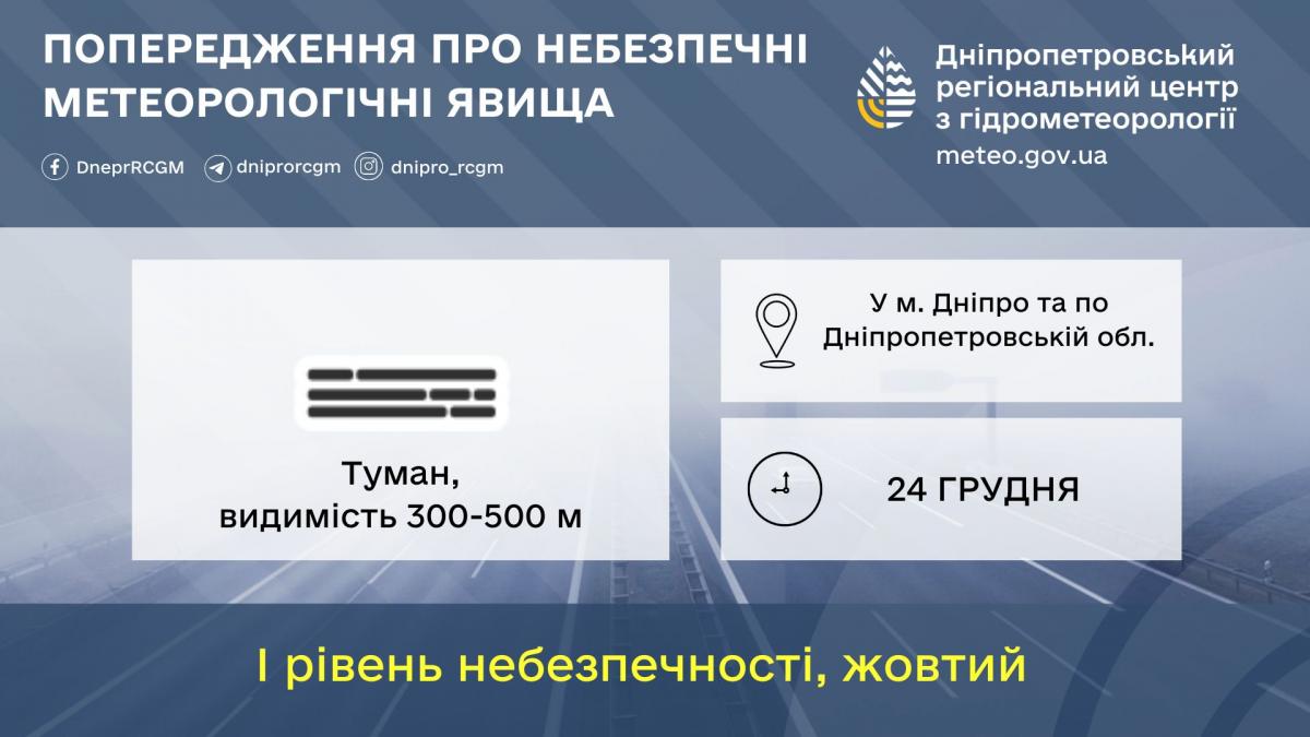На Дніпропетровщині сьогодні зранку буде туман / фото Дніпропетровський гідрометцентр На Дніпропетровщині сьогодні зранку буде туман / фото Дніпропетровський гідрометцентр