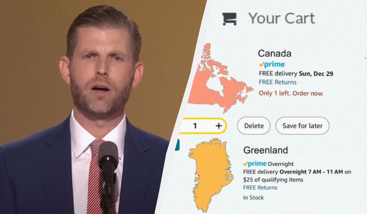 Эрик Трамп присоединился к шуткам о Канаде / Коллаж УНИАН / Скриншот, x/Eric Trump Эрик Трамп присоединился к шуткам о Канаде / Коллаж УНИАН / Скриншот, x/Eric Trump