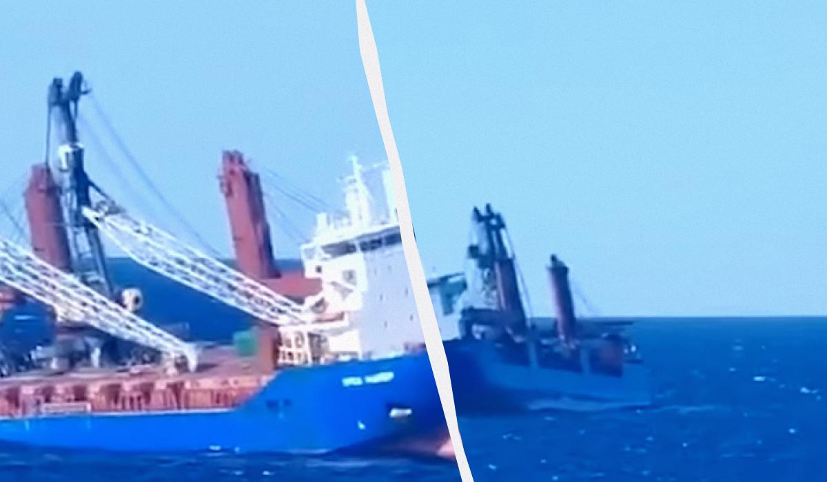 Компания-владелец судна заявила, что перед затоплением с правого борта произошли три взрыва / коллаж УНИАН, скриншоты Компания-владелец судна заявила, что перед затоплением с правого борта произошли три взрыва / коллаж УНИАН, скриншоты