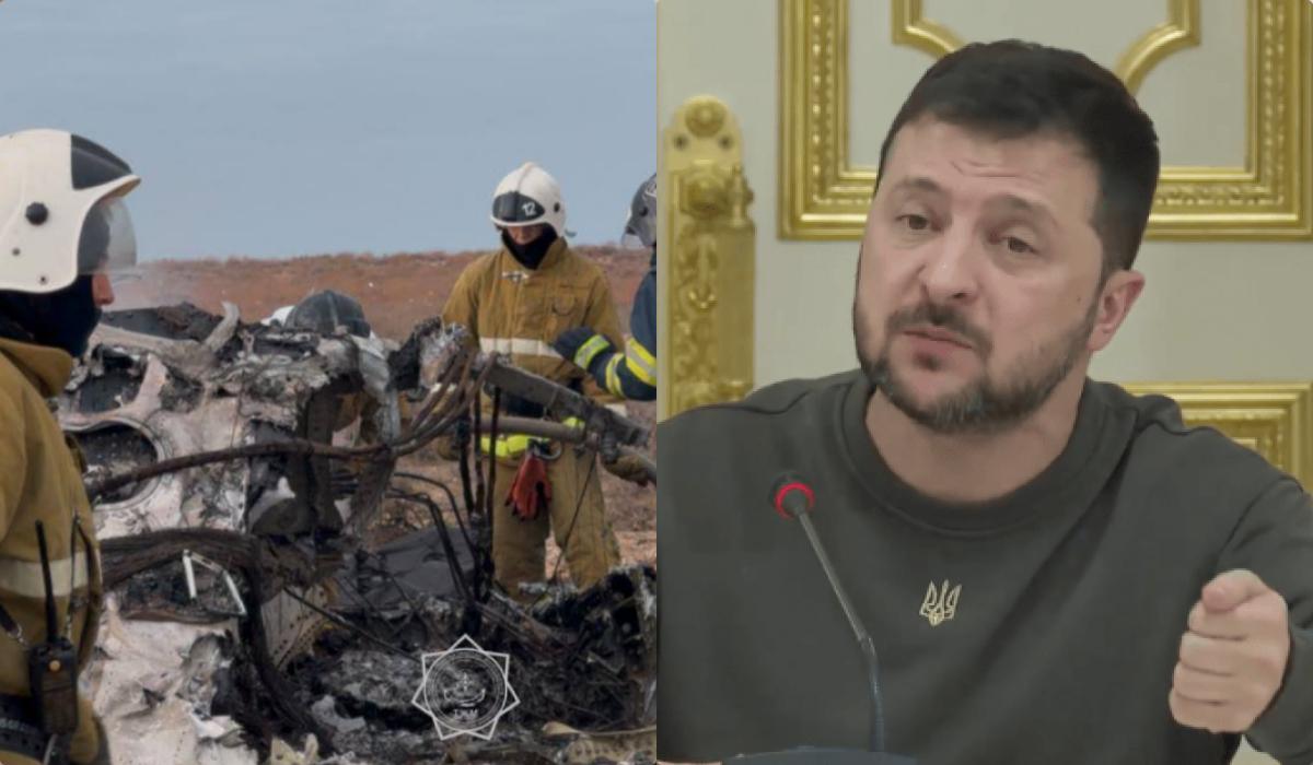 Зеленский сделал еще одно заявление об авиакатастрофе в Казахстане / коллаж УНИАН, фото МЧС Казахстана, скриншот Зеленский сделал еще одно заявление об авиакатастрофе в Казахстане / коллаж УНИАН, фото МЧС Казахстана, скриншот