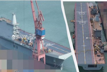 Представлені якісні фото таємничого китайського ‎авіаносця‎ з трьома надбудовами