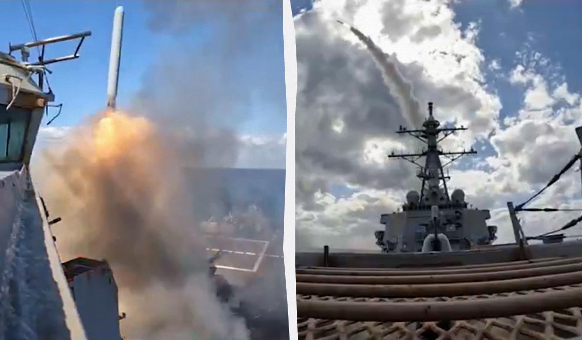 США показали пуски Tomahawk / Коллаж УНИАН, скриншоты США показали пуски Tomahawk / Коллаж УНИАН, скриншоты