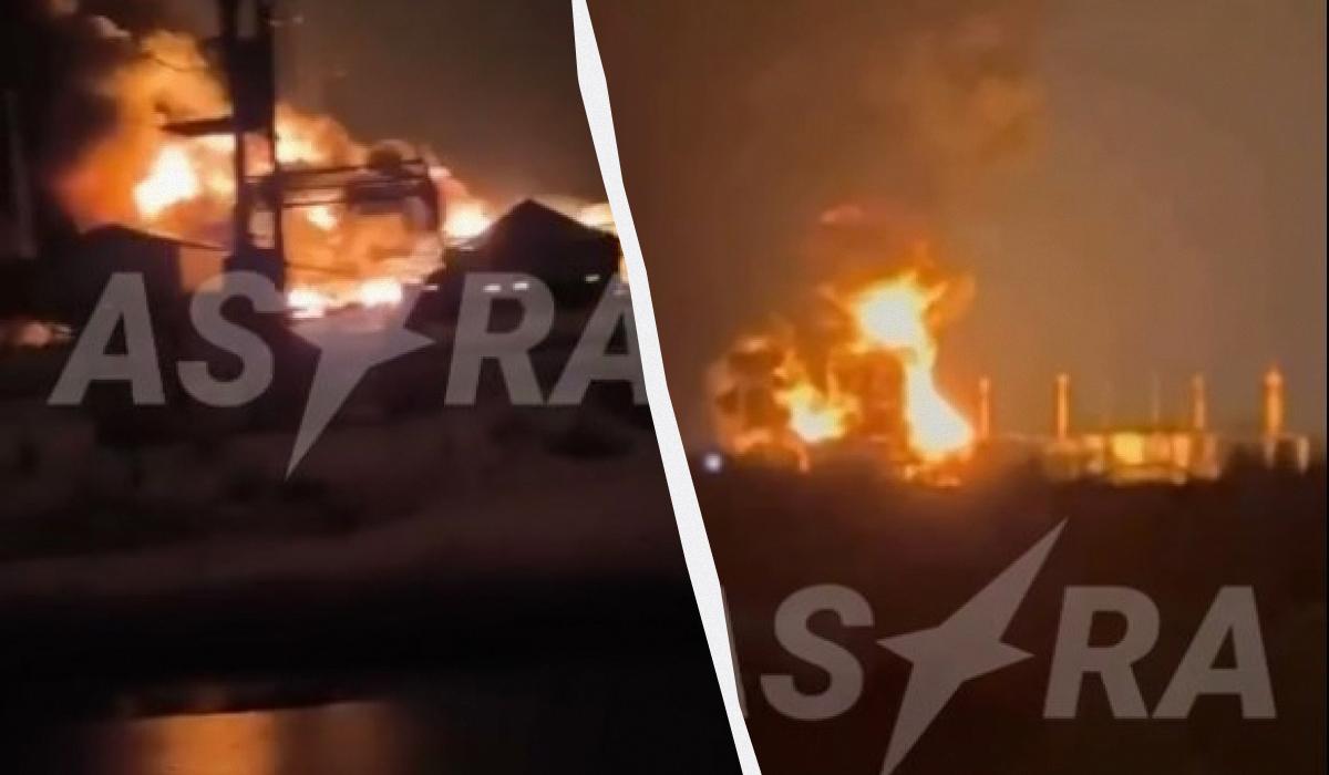 На нафтобазі в Енегльсі сильна пожежа / Колаж УНІАН, скріншоти На нафтобазі в Енегльсі сильна пожежа / Колаж УНІАН, скріншоти