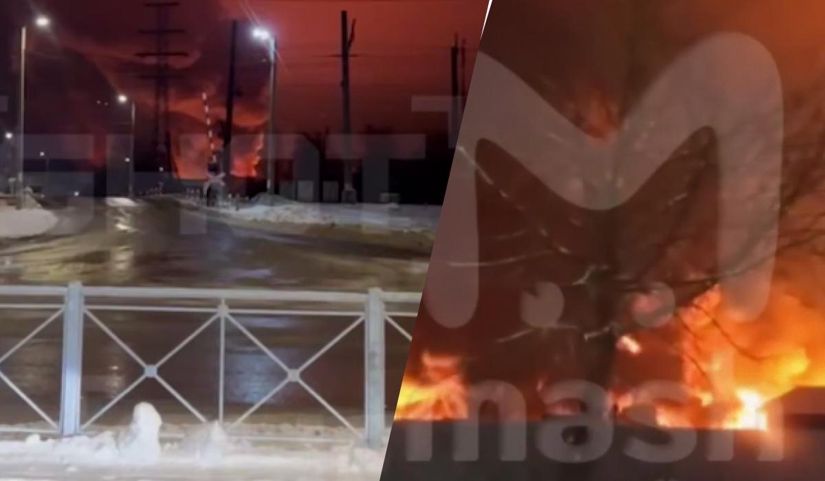 У Гатчині загорівся завод / колаж УНІАН, скріншот із відео У Гатчині загорівся завод / колаж УНІАН, скріншот із відео