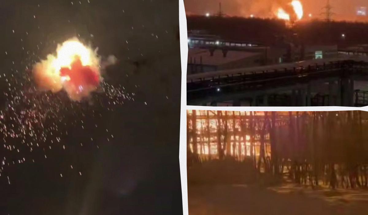 Ночью в России раздавались взрывы / коллаж УНИАН, скриншоты с видео Ночью в России раздавались взрывы / коллаж УНИАН, скриншоты с видео