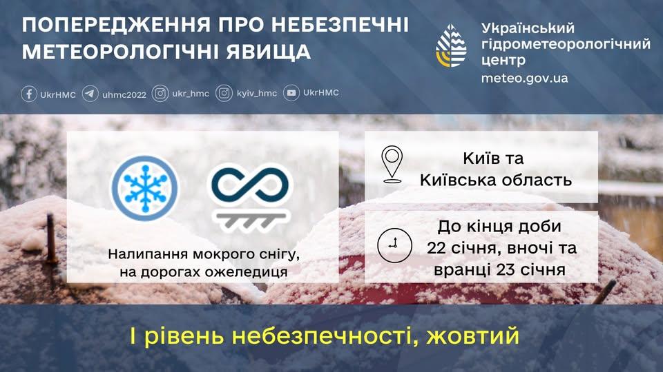 23 января в Киеве будет мокрый снег и гололедица / фото Укргидрометцентр 23 января в Киеве будет мокрый снег и гололедица / фото Укргидрометцентр