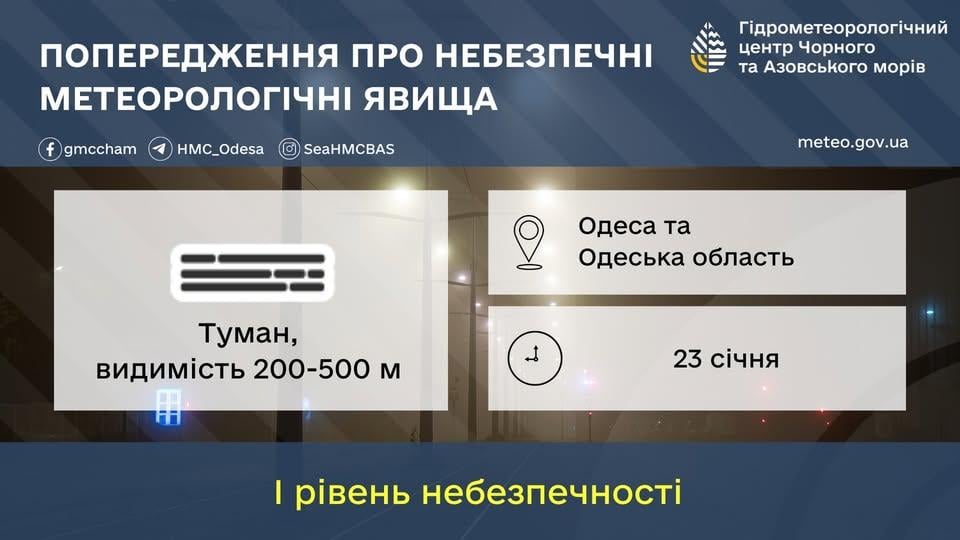 Из-за тумана в Одессе объявлен І уровень опасности / фото Гидрометеорологический Центр Черного и Азовского морей Из-за тумана в Одессе объявлен І уровень опасности / фото Гидрометеорологический Центр Черного и Азовского морей